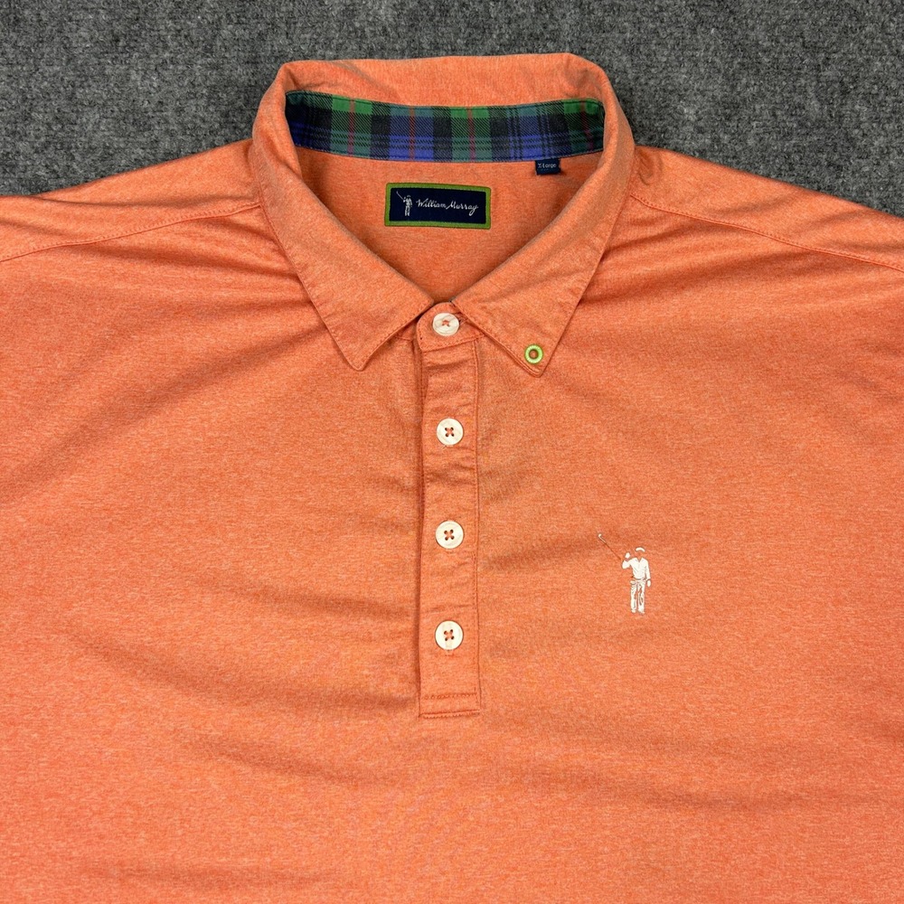 William Murray Polo Shirt Mens XL Orange Heathered Golf Performance Short Sleeve